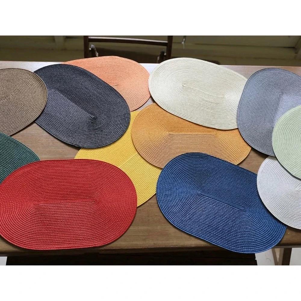 Yellow Braided Oval Placemats Woven Farmhouse Heat Resistant Table Mats Set(4)‎